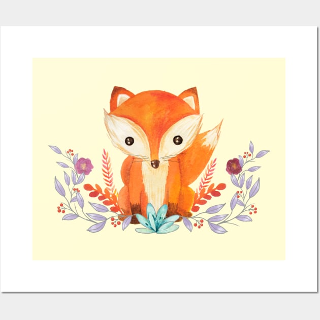 Fox In The Flowers Wall Art by LittleBunnySunshine